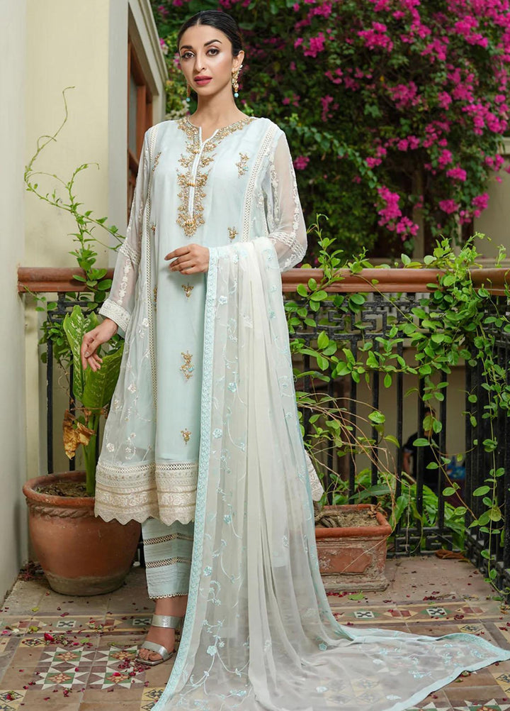 Shamooz Pret  Chiffon 3 Piece Dress SHM22DW Light Aqua SEM-0336