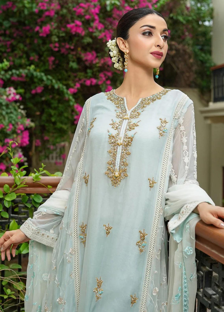 Shamooz Pret  Chiffon 3 Piece Dress SHM22DW Light Aqua SEM-0336