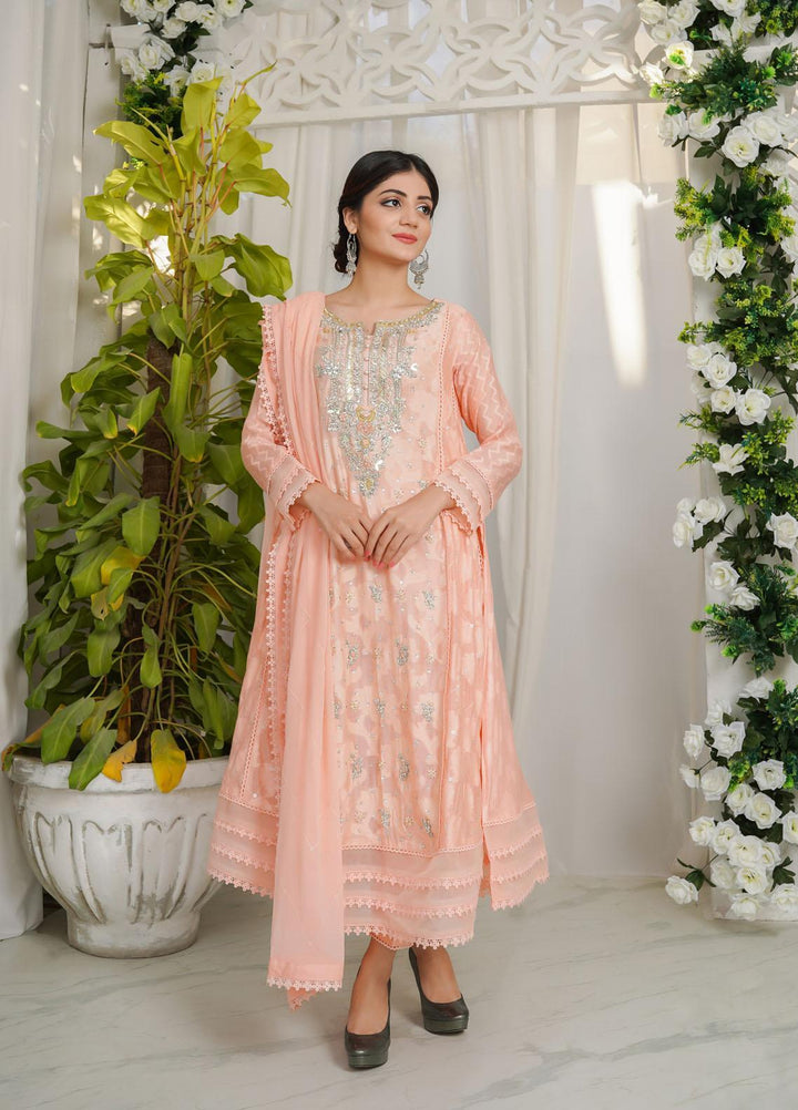 Shamooz Luxury Pret  Jacquard 3 Piece Dress SHM23MP Peach Affair /SEM-0369