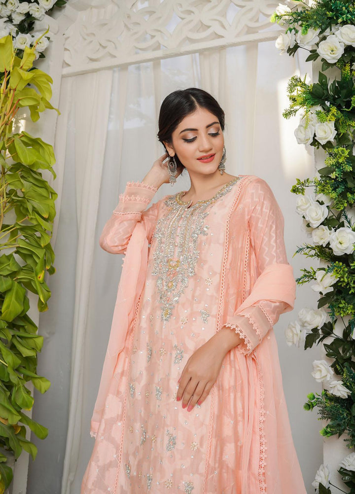 Shamooz Luxury Pret  Jacquard 3 Piece Dress SHM23MP Peach Affair /SEM-0369