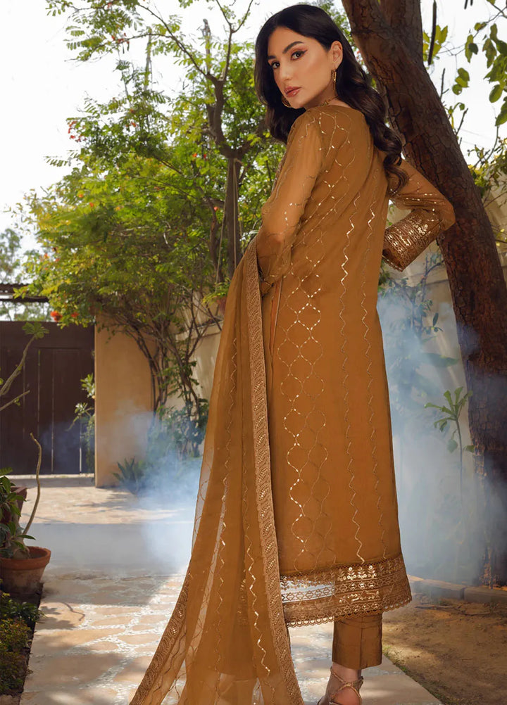 Shamooz Pret Embroidered Chiffon 3 Piece Suit SEM-0683 Caramel