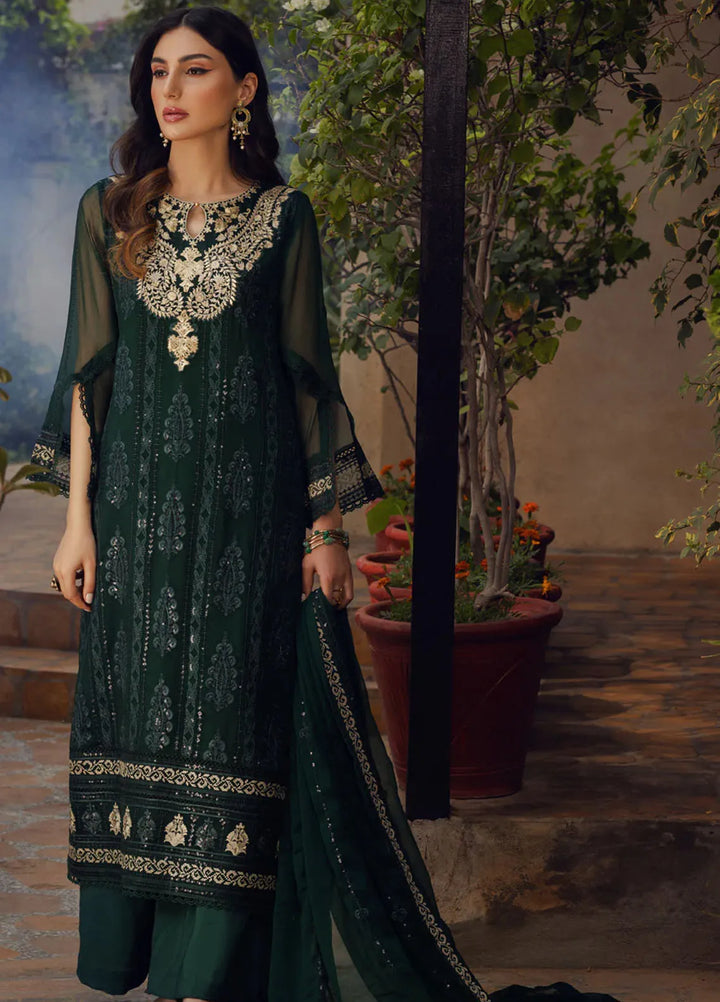Shamooz Pret Embroidered Chiffon 3 Piece Suit SEM-0685 Dark Forest