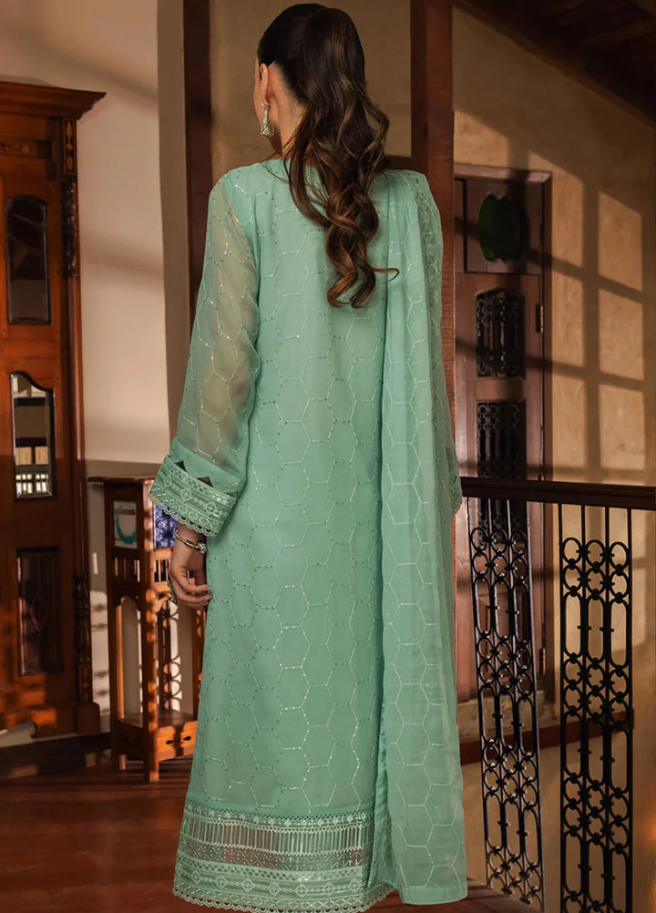 Shamooz Pret Embroidered Chiffon 3 Piece Suit SEM-0686 Aqua Green