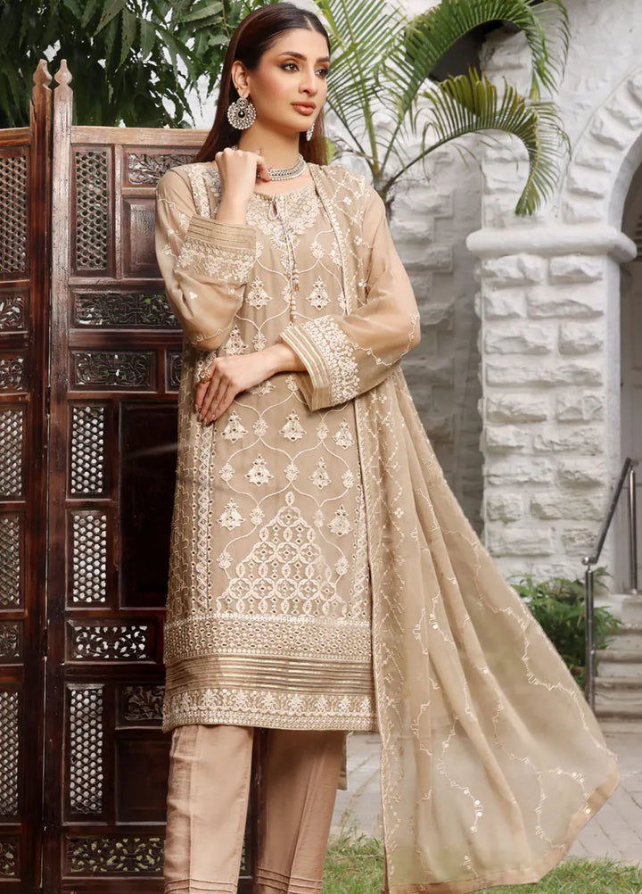 Shamooz Pret Embroidered Chiffon 3 Piece Suit SEM-0706 Pale