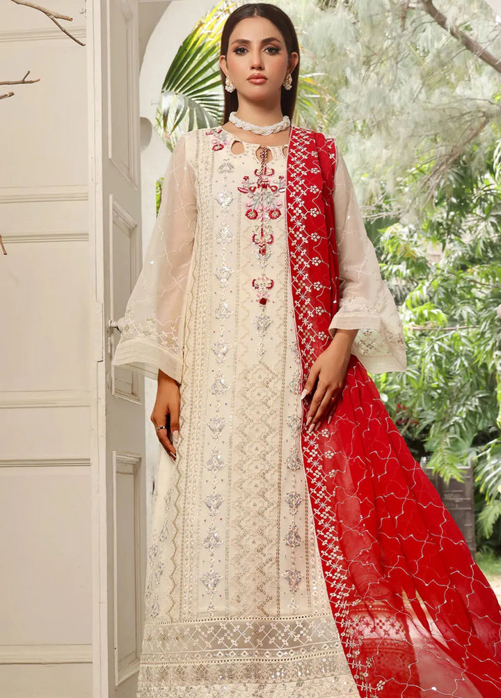 Shamooz Pret Embroidered Chiffon 3 Piece Suit SEM-0709 Ivory Bliss