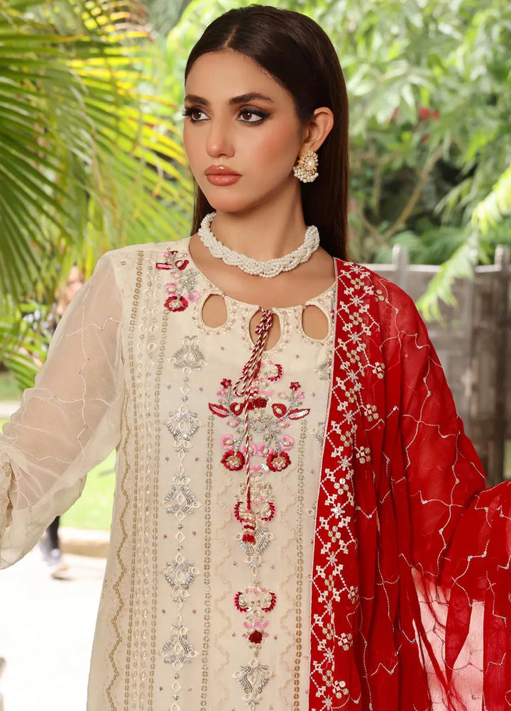 Shamooz Pret Embroidered Chiffon 3 Piece Suit SEM-0709 Ivory Bliss