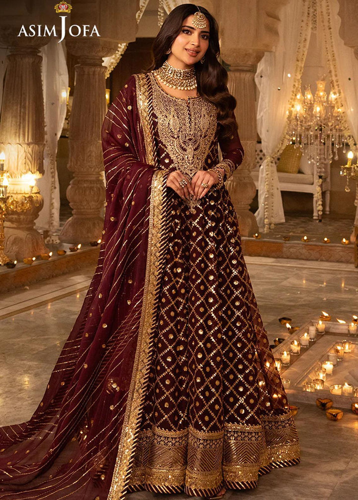 Shehnai By Asim Jofa Embroidered Chiffon Suits Unstitched 3 Piece AJ24SH AJSH-04 - Festive Collection