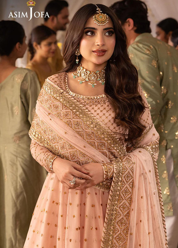 Shehnai By Asim Jofa Embroidered Net Suits Unstitched 3 Piece AJ24SH AJSH-15 - Festive Collection