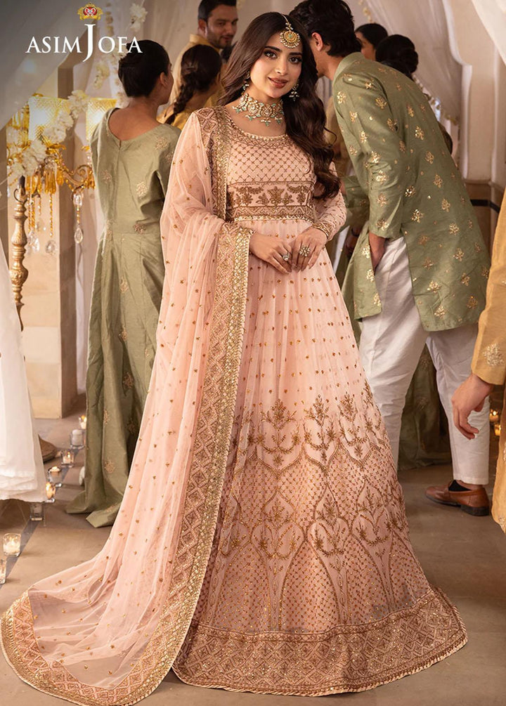 Shehnai By Asim Jofa Embroidered Net Suits Unstitched 3 Piece AJ24SH AJSH-15 - Festive Collection