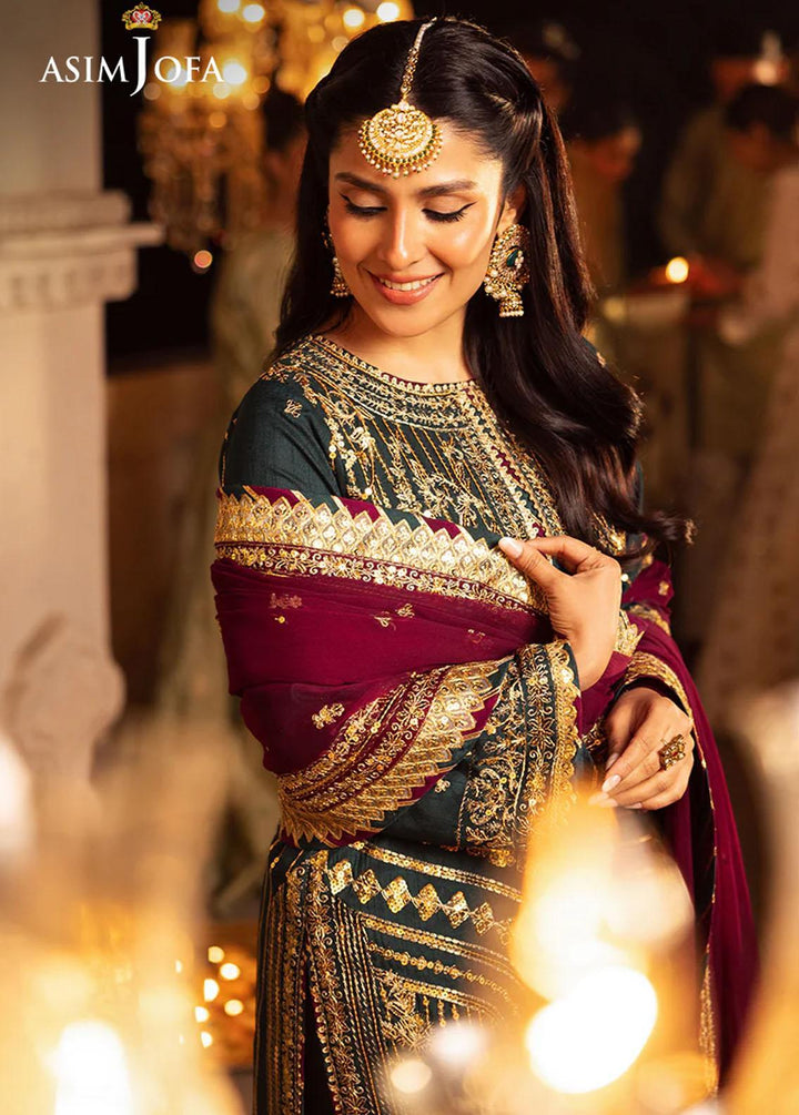 Shehnai By Asim Jofa Embroidered Raw silk Suits Unstitched 3 Piece AJ24SH AJSH-20 - Festive Collection