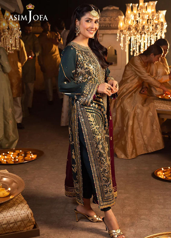 Shehnai By Asim Jofa Embroidered Raw silk Suits Unstitched 3 Piece AJ24SH AJSH-20 - Festive Collection