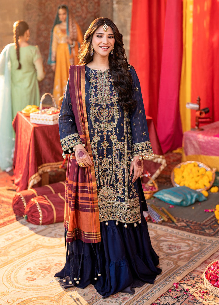 Shehnai by Salitex Embroidered Cotton Net Suits Unstitched 3 Piece SUNW6NO023UT - Festive Collection