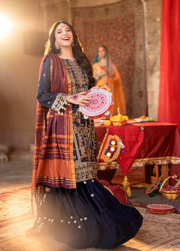 Shehnai by Salitex Embroidered Cotton Net Suits Unstitched 3 Piece SUNW6NO023UT - Festive Collection