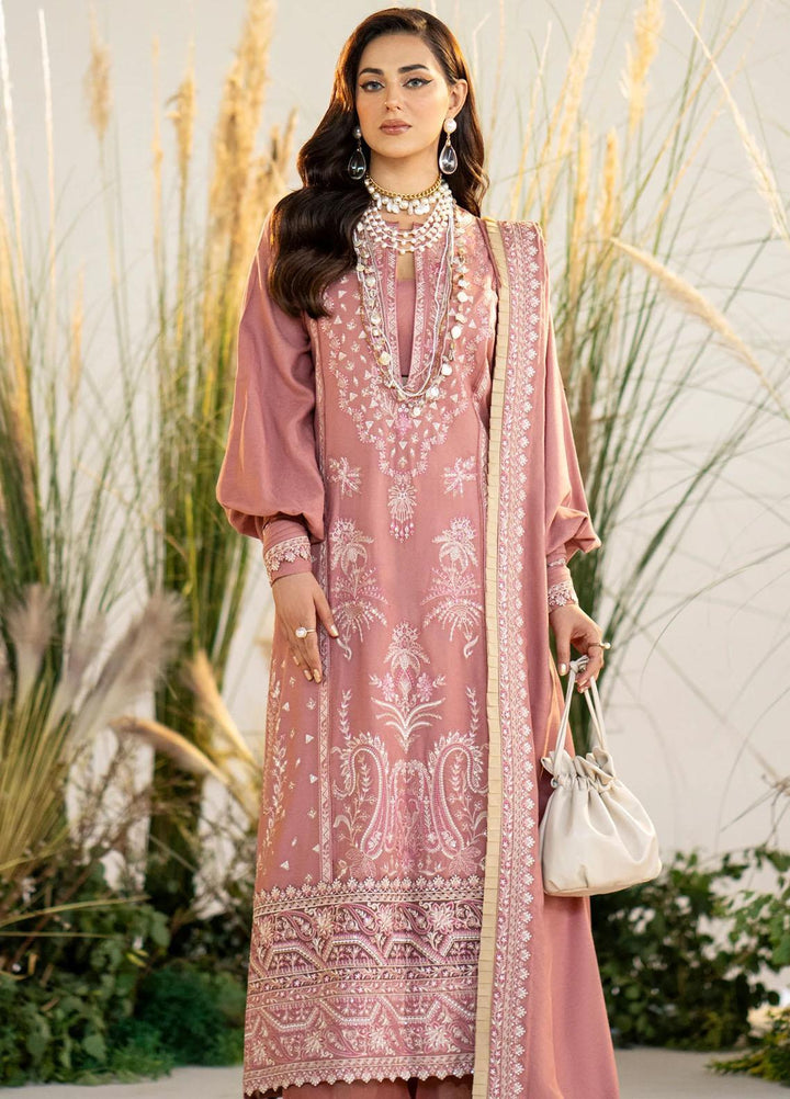 Maryum N Maria Pret Embroidered Leather Peach 3 Piece Suit MW23052 DILREET