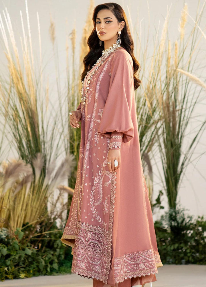 Maryum N Maria Pret Embroidered Leather Peach 3 Piece Suit MW23052 DILREET