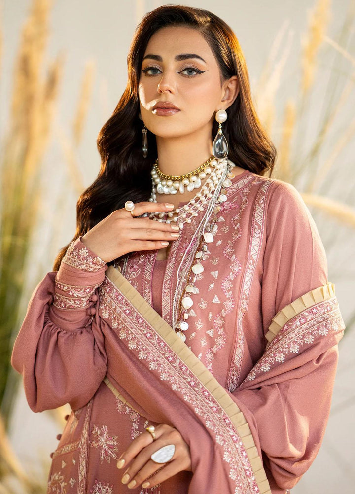 Maryum N Maria Pret Embroidered Leather Peach 3 Piece Suit MW23052 DILREET