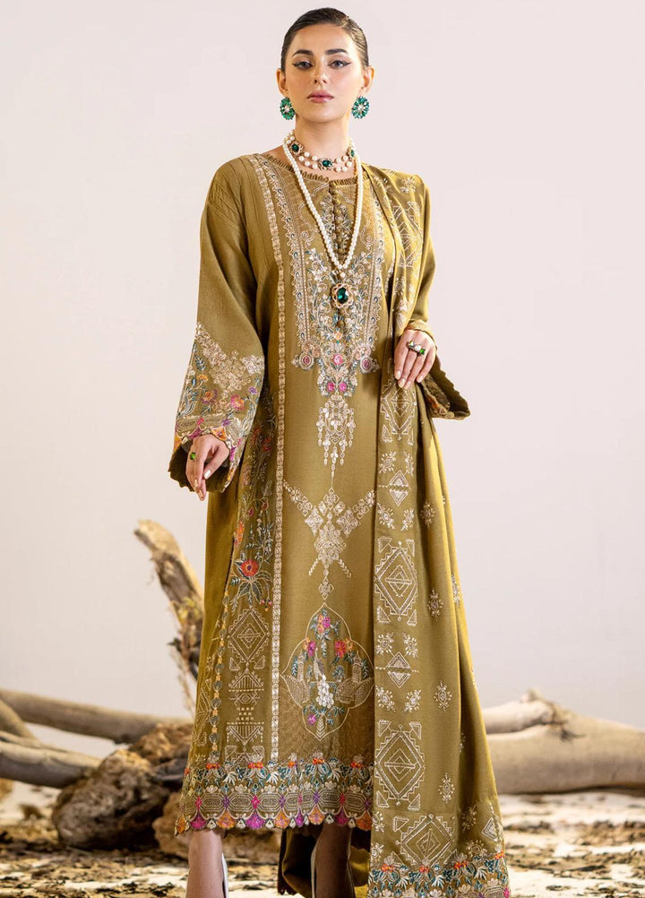 Maryum N Maria Pret Embroidered Leather Peach 3 Piece Suit MW23053 HADIYAH