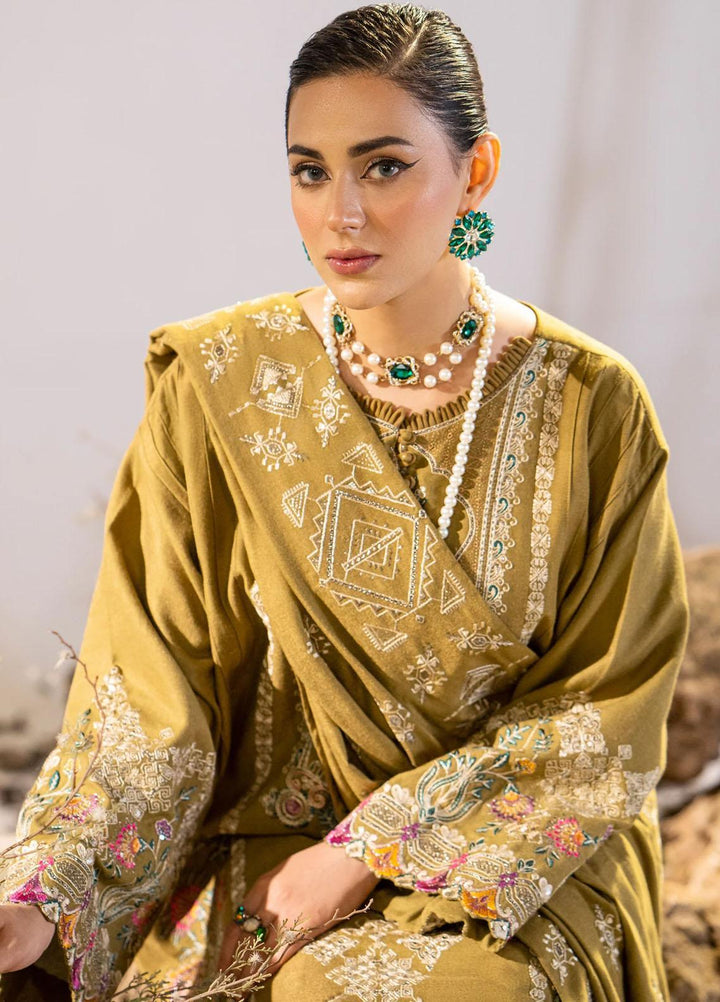 Maryum N Maria Pret Embroidered Leather Peach 3 Piece Suit MW23053 HADIYAH