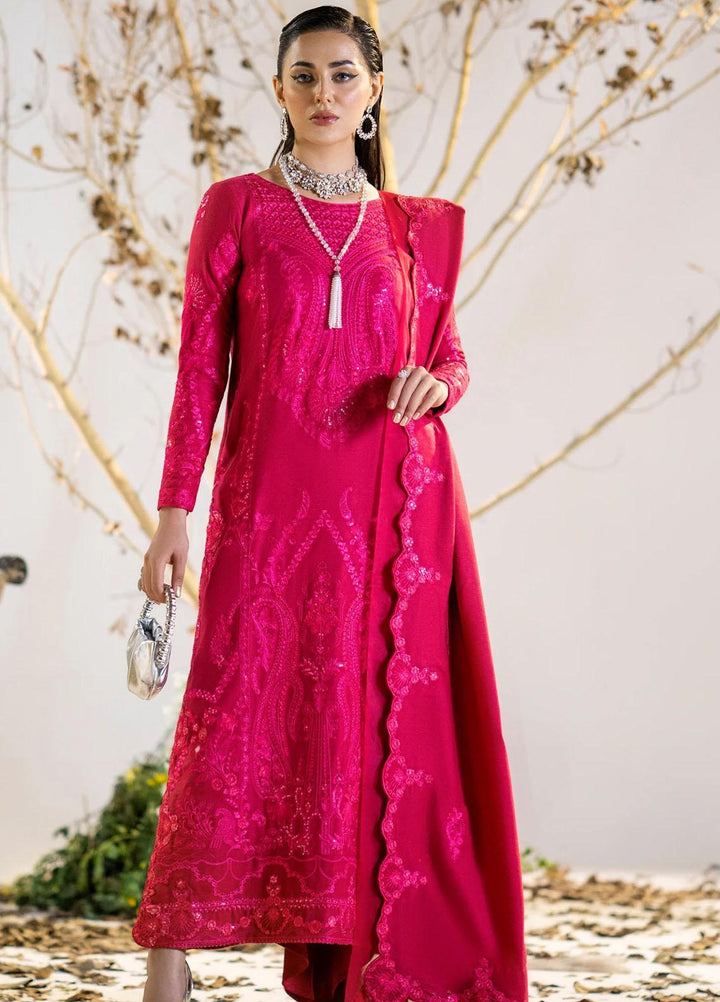 Maryum N Maria Pret Embroidered Leather Peach 3 Piece Suit MW23054 HUSNA