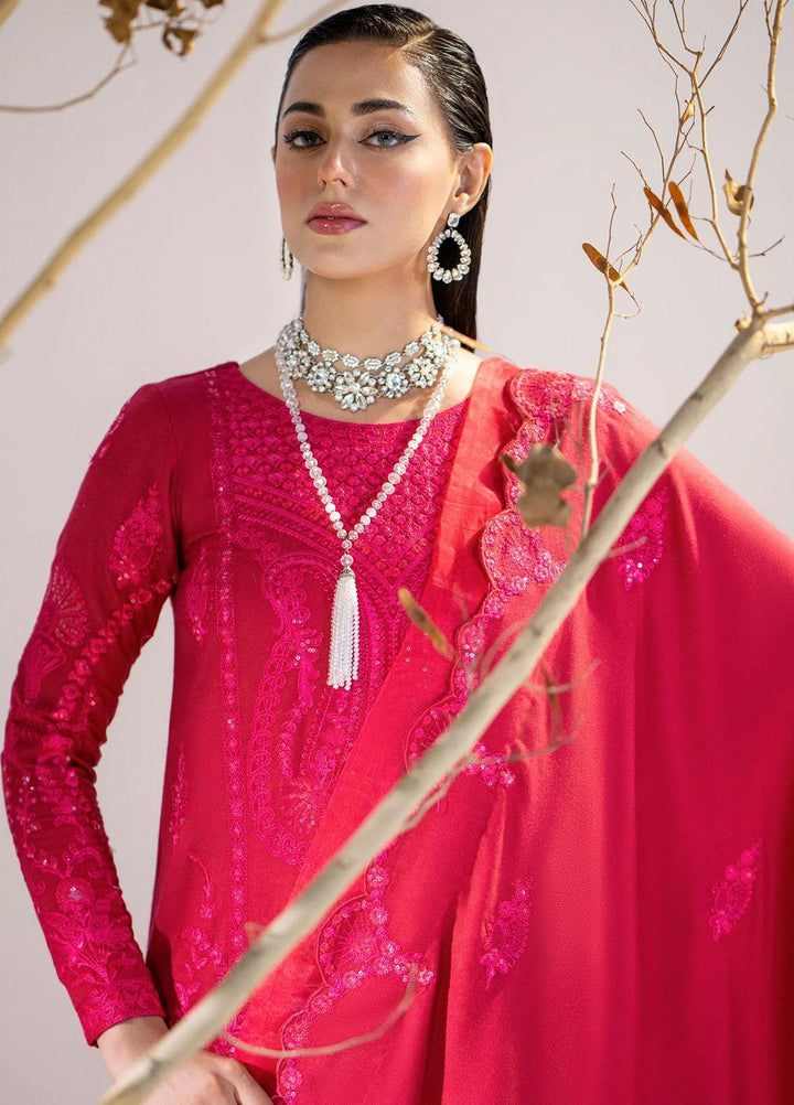 Maryum N Maria Pret Embroidered Leather Peach 3 Piece Suit MW23054 HUSNA