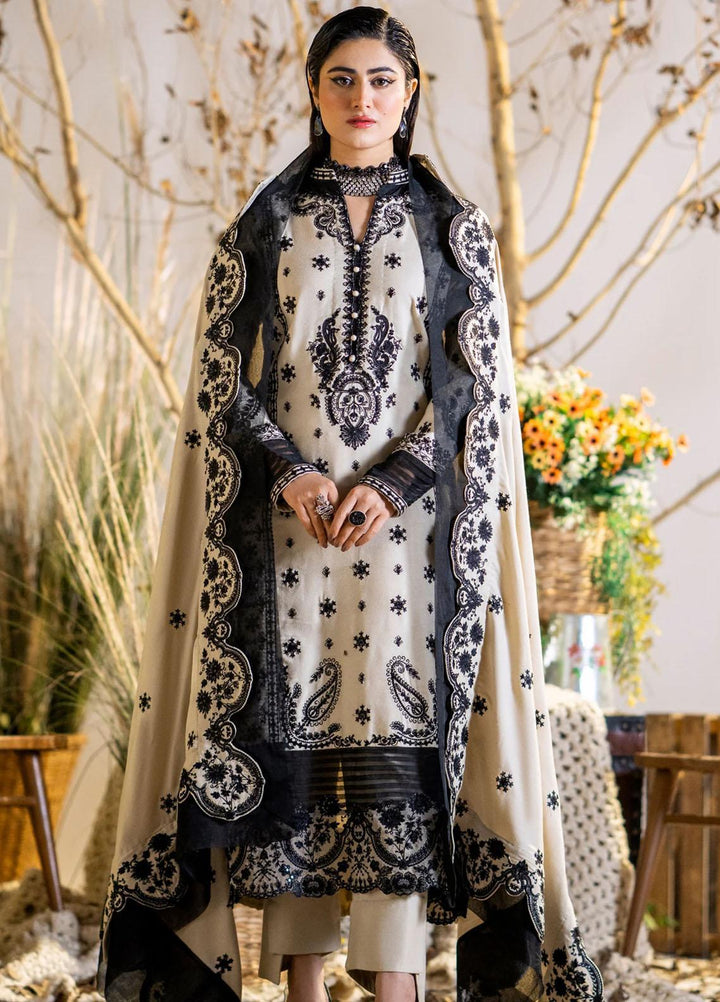 Maryum N Maria Pret Embroidered Leather Peach 3 Piece Suit MW23055 SIMRAN