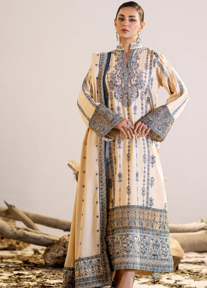 Maryum N Maria Pret Embroidered Leather Peach 3 Piece Suit MW23059 DALBIR