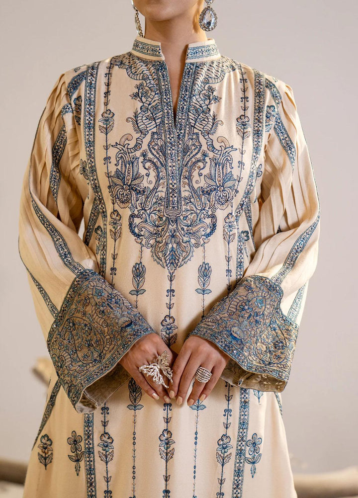 Maryum N Maria Pret Embroidered Leather Peach 3 Piece Suit MW23059 DALBIR