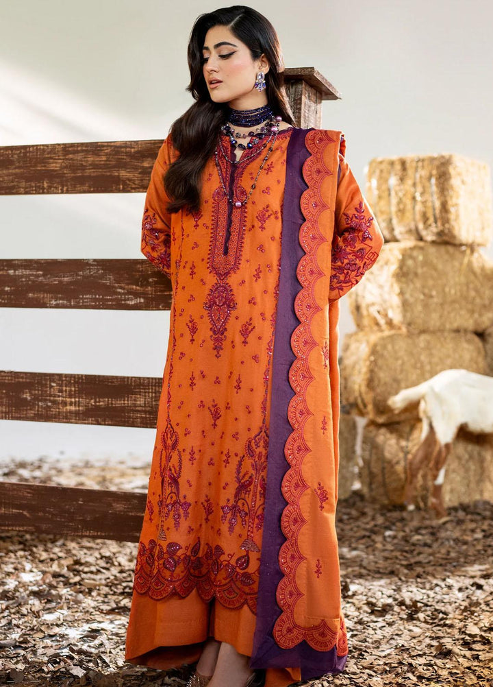 Maryum N Maria Pret Embroidered Leather Peach 3 Piece Suit MW23062 CHUNI