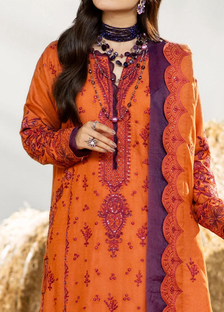 Maryum N Maria Pret Embroidered Leather Peach 3 Piece Suit MW23062 CHUNI