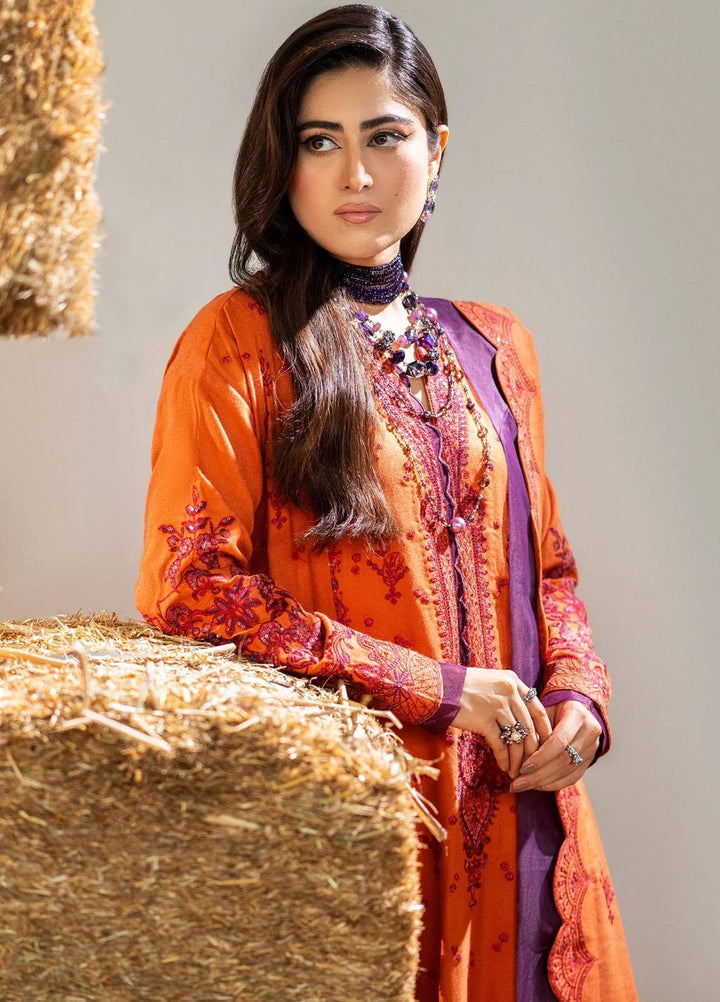 Maryum N Maria Pret Embroidered Leather Peach 3 Piece Suit MW23062 CHUNI