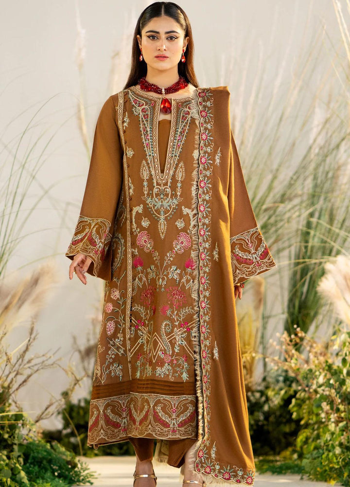 Maryum N Maria Pret Embroidered Leather Peach 3 Piece Suit MW23064 HARLEEN