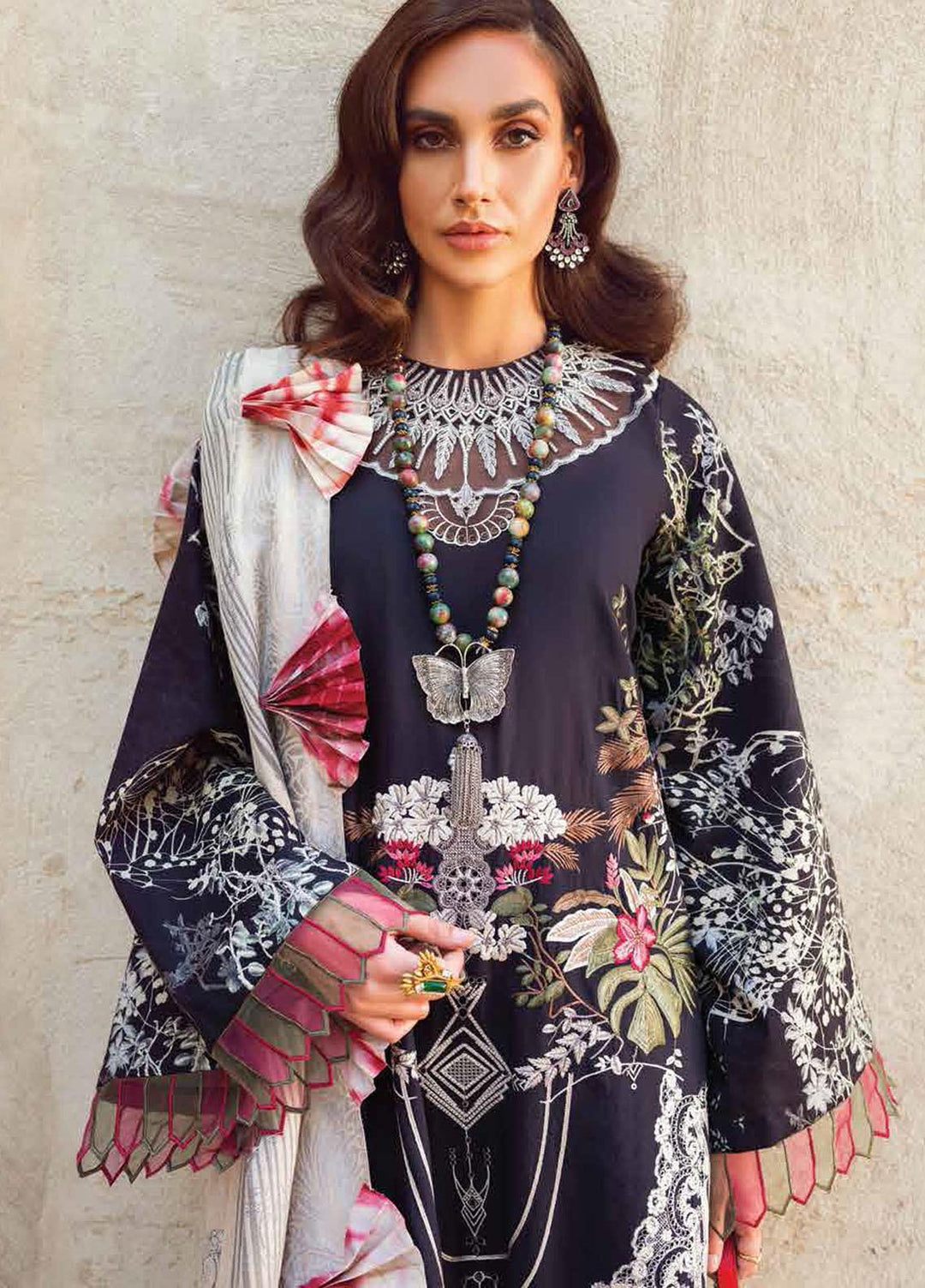 Shiza Hassan Embroidered Lawn Suits Unstitched 3 Piece SH21LL 08-B MAAHRU - Luxury Collection