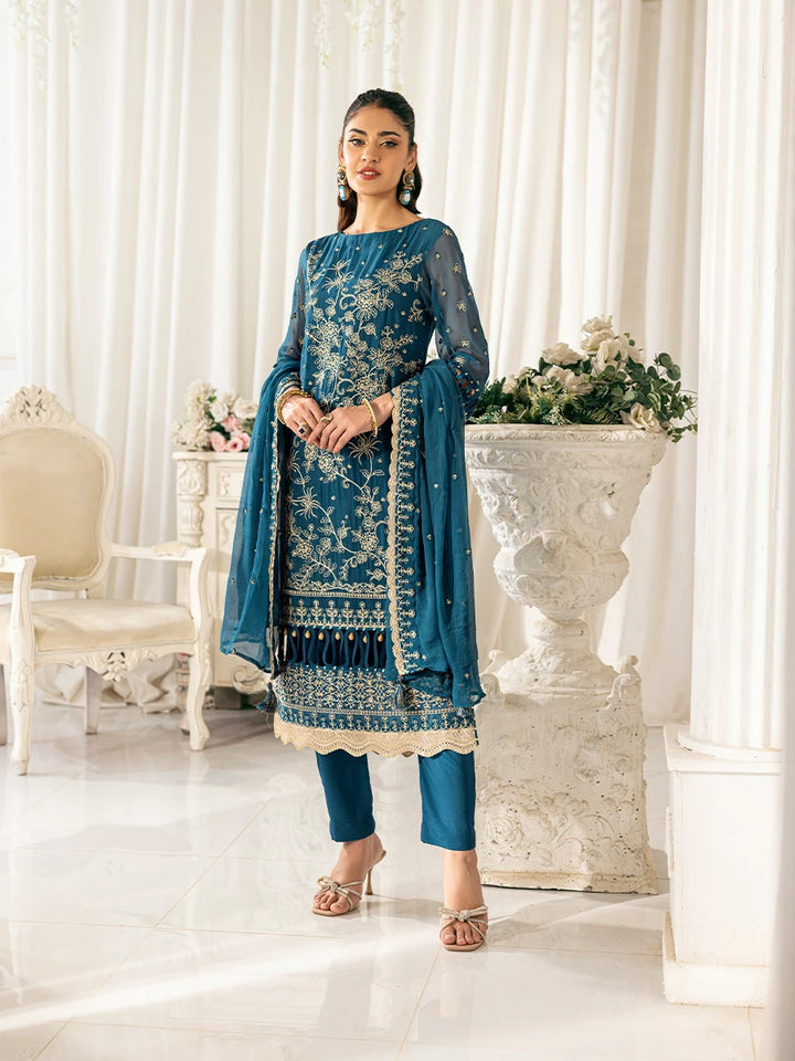 Signature by Salitex Embroidered Chiffon Suits Unstitched 3 Piece SUNS7CH032UT - Summer Collection
