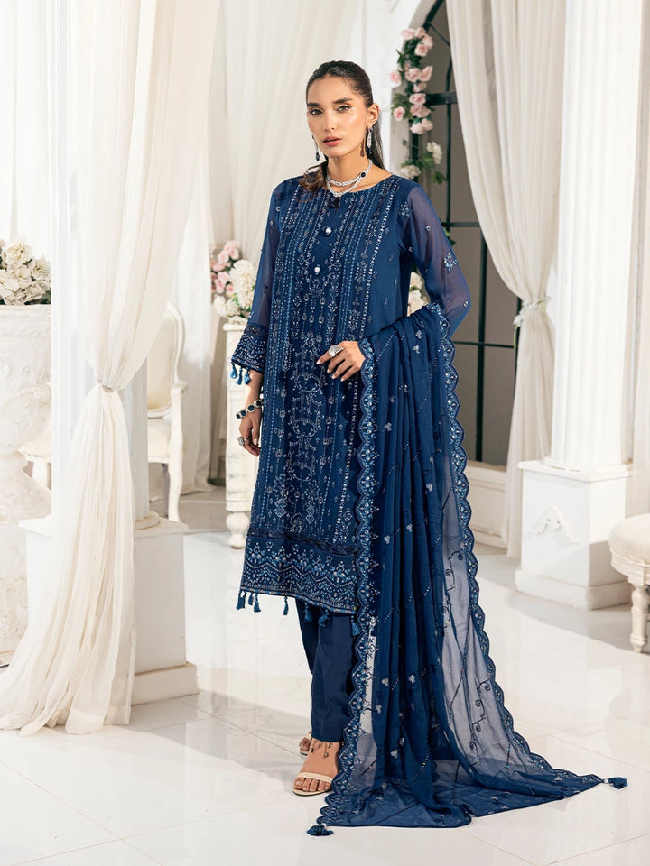 Signature by Salitex Embroidered Chiffon Suits Unstitched 3 Piece SUNS7CH035UT - Summer Collection