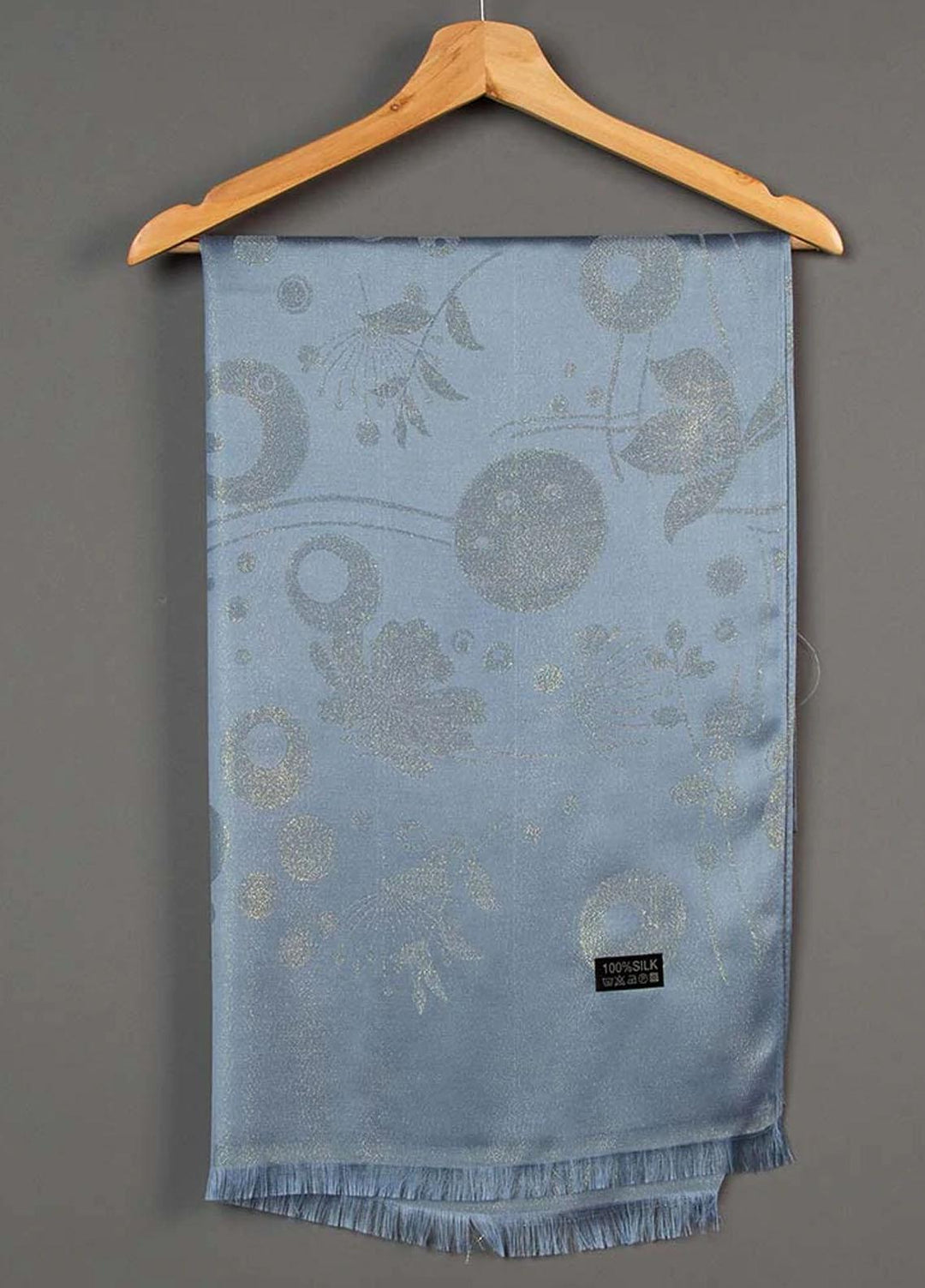 Abaya pk Silk Hijab ABA22SH Dark Grey Printed Sheen Hijab - Pashmina Hijabs