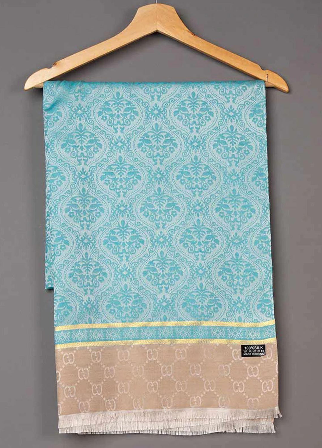 Abaya pk Silk Hijab ABA22SH Turkish Teal Printed Hijab - Pashmina Hijabs