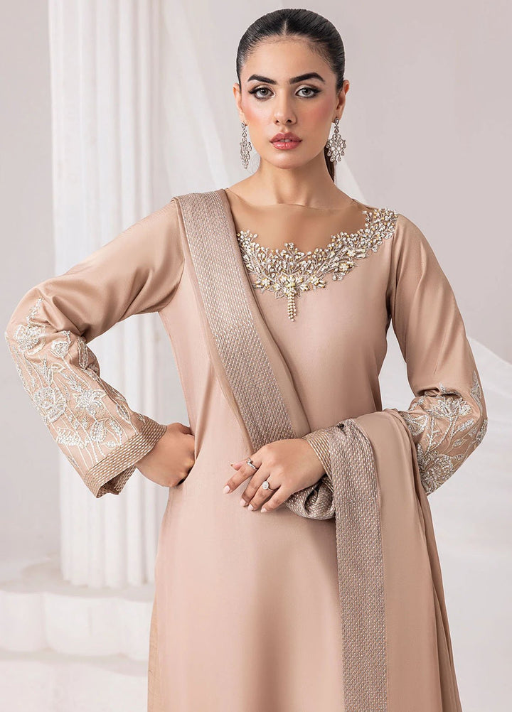 Silk Ivy by Jamnii Pret Embroidered Silk 3 Piece Suit Desert Rose
