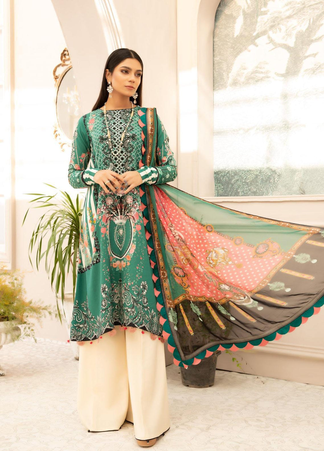 Silsila By Vitalia Embroidered Linen Suits Unstitched 3 Piece VT23S D-01 Thea - Festive Collection