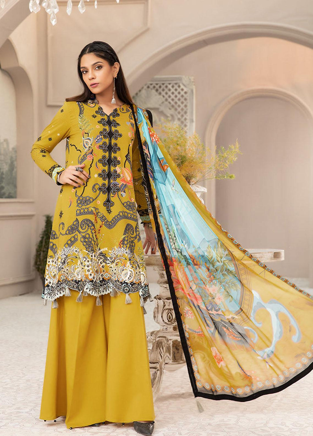 Silsila By Vitalia Embroidered Linen Suits Unstitched 3 Piece VT23S D-04 Dahlia - Festive Collection