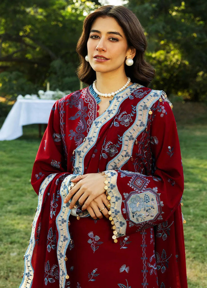 Siraa by Sadaf Fawad Khan Embroidered Lawn Suits Unstitched 3 Piece SDF25S D-8A Koi - Summer Collection