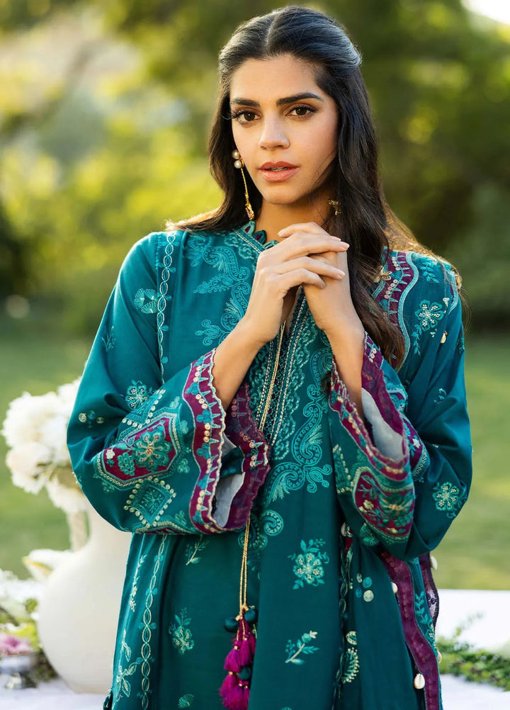 Siraa by Sadaf Fawad Khan Embroidered Lawn Suits Unstitched 3 Piece SDF25S D-8B Koi - Summer Collection