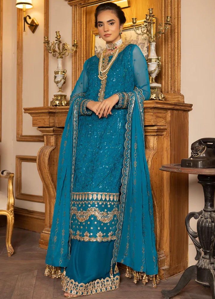 Sirr-e-Ayaa By AY Textile Embroidered Chiffon Suits Unstitched 3 Piece AYT23SA Sapphire Serenade - Luxury Collection