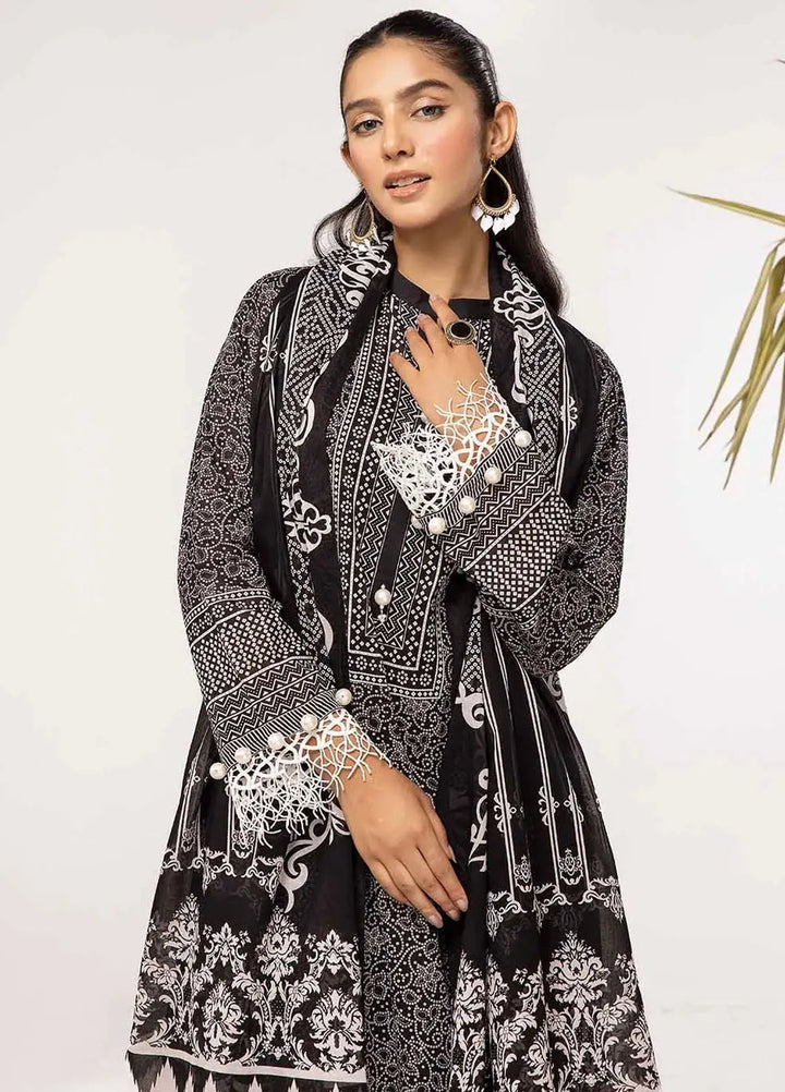 Slate By Gul Ahmed Printed Lawn Suit Unstitched 3 Piece GA24SBW B-42001 - Summer Collection