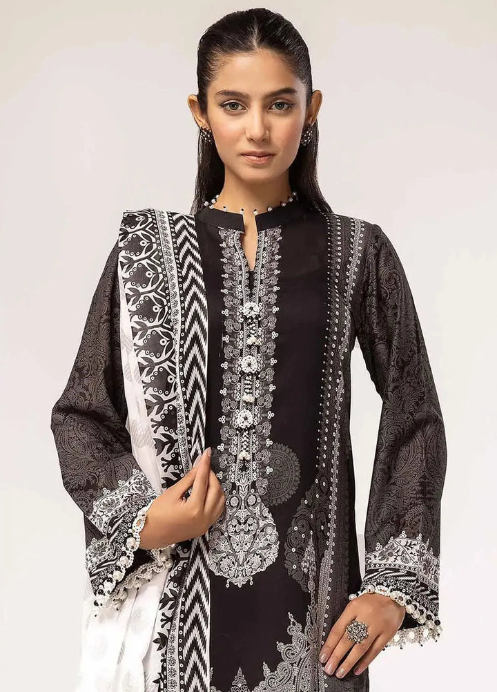 Slate By Gul Ahmed Printed Lawn Suit Unstitched 3 Piece GA24SBW B-42016 - Summer Collection