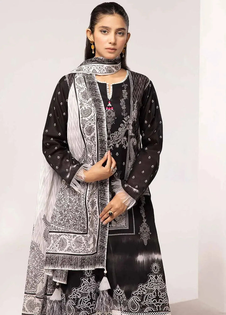 Slate By Gul Ahmed Printed Lawn Suit Unstitched 3 Piece GA24SBW B-42017 - Summer Collection