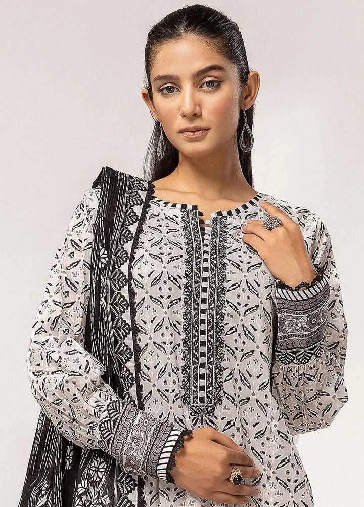 Slate By Gul Ahmed Printed Lawn Suit Unstitched 3 Piece GA24SBW B-42028 - Summer Collection