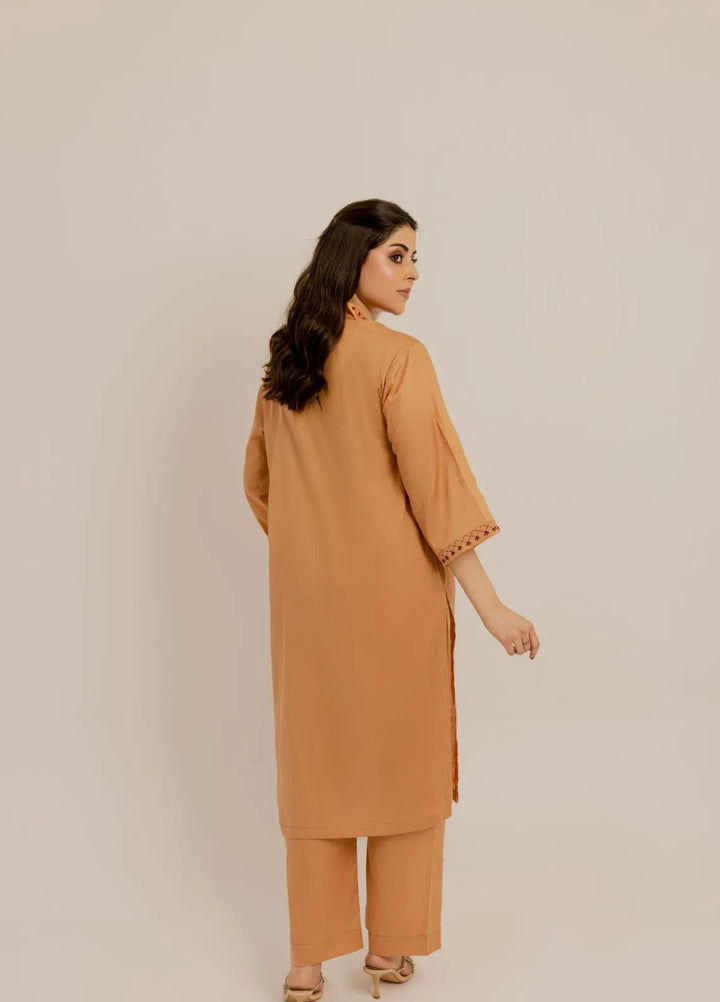 Slay Wear Pret Embroidered Lawn 2 Piece Beige Embroidered dress