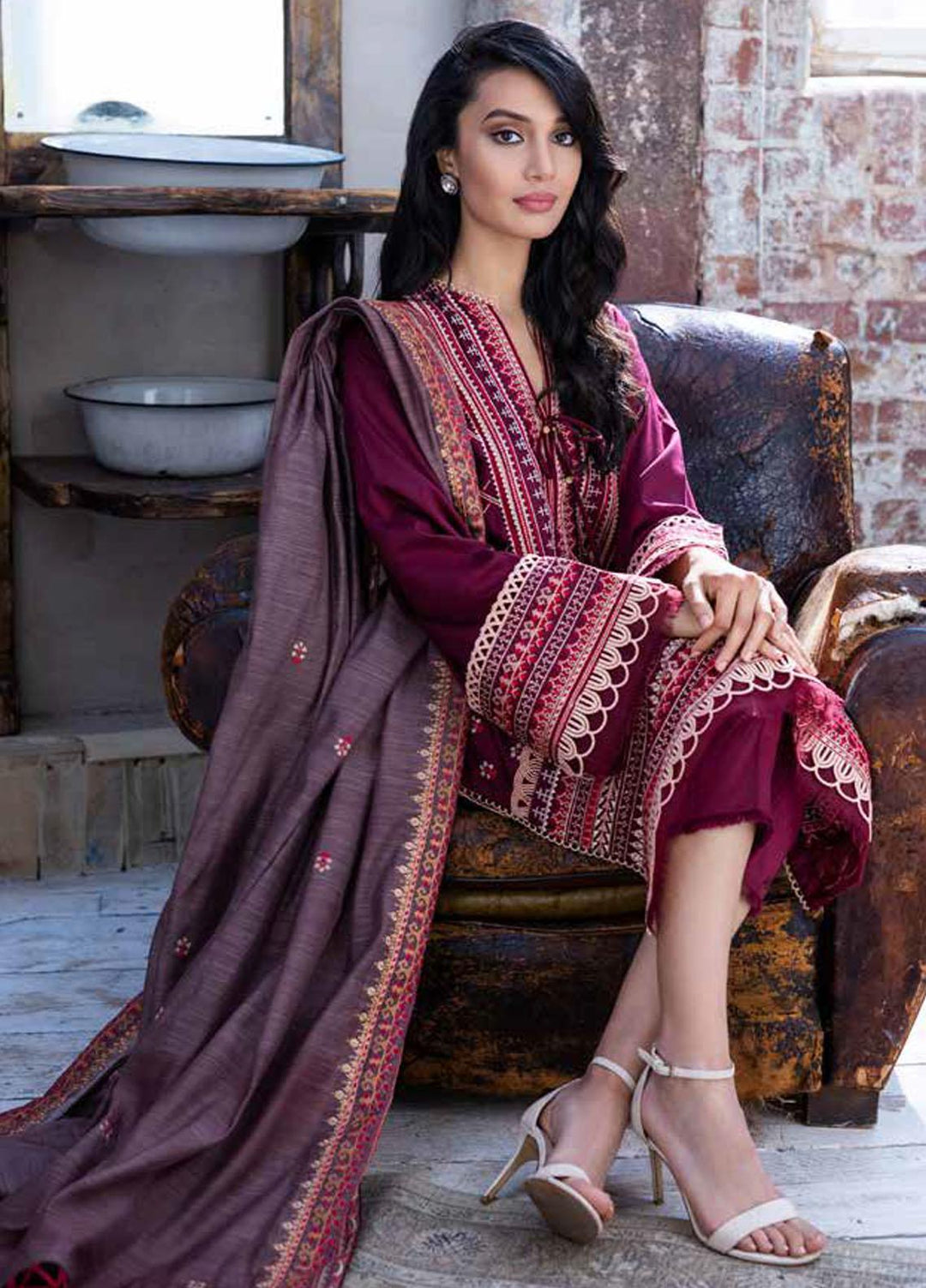 Sobia Nazir Embroidered Cotton Satin Suits Unstitched 3 Piece SN21AW D-03B - Winter Collection