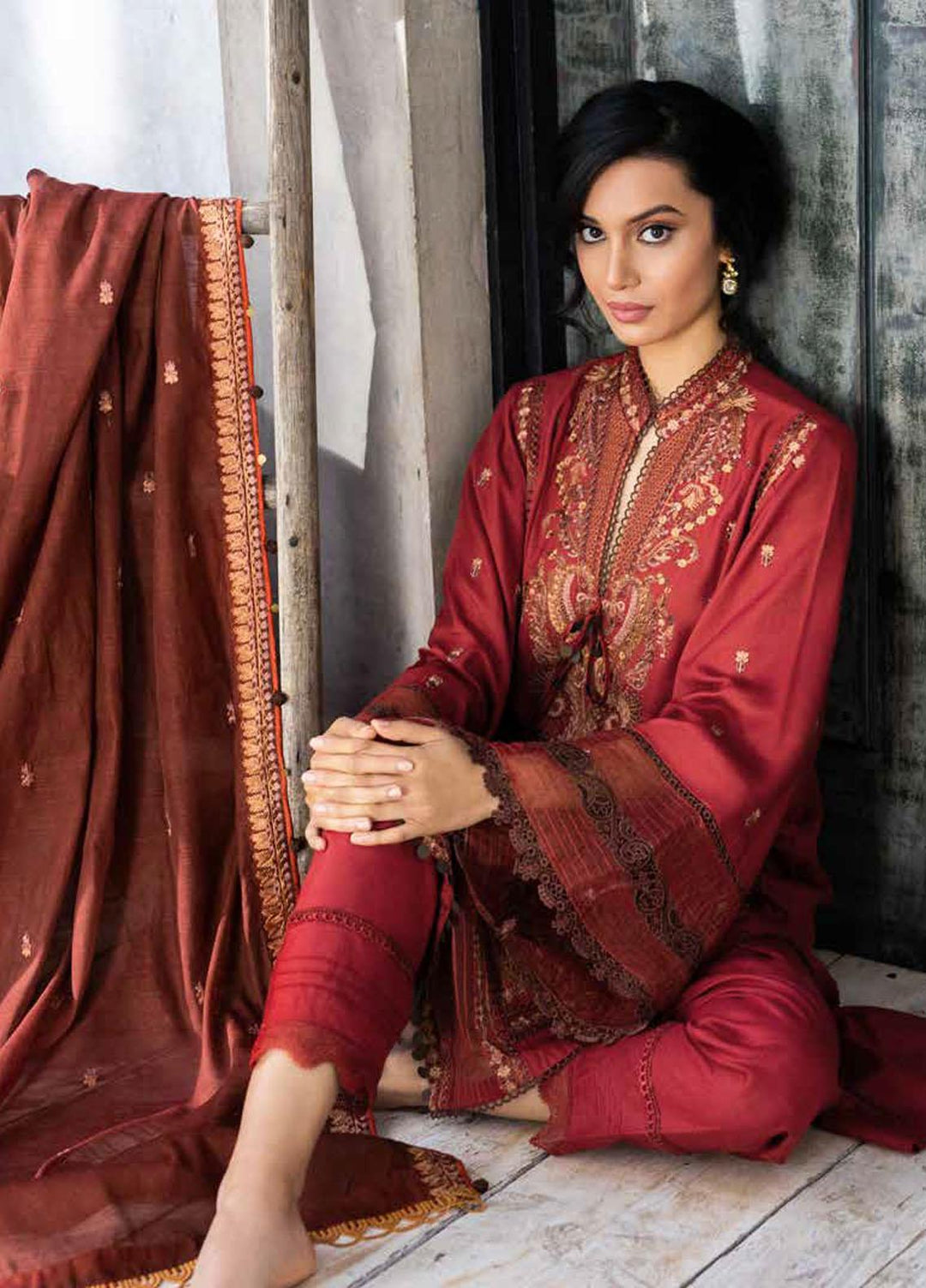 Sobia Nazir Embroidered Khaddar Suits Unstitched 3 Piece SN21AW D-06A - Winter Collection