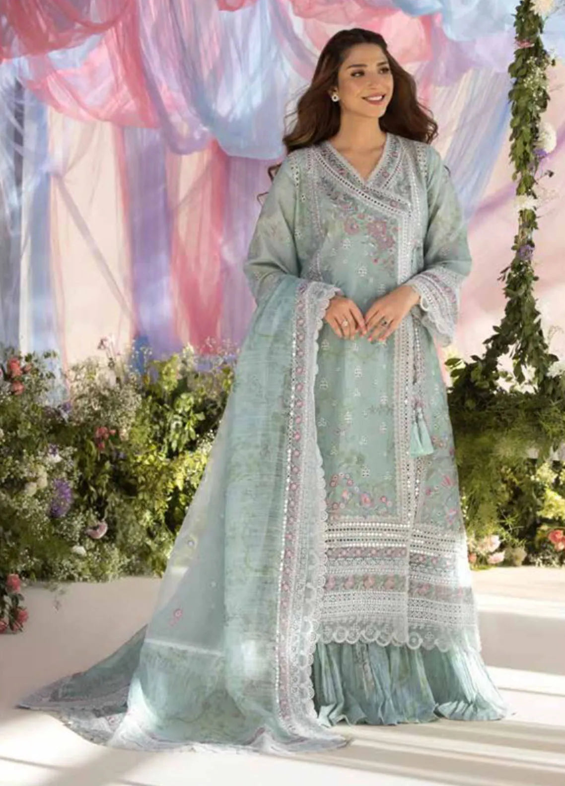 Sobia Nazir Embroidered Lawn Suits Unstitched 3 Piece SN24LL 10A - Luxury Summer Collection main image 1